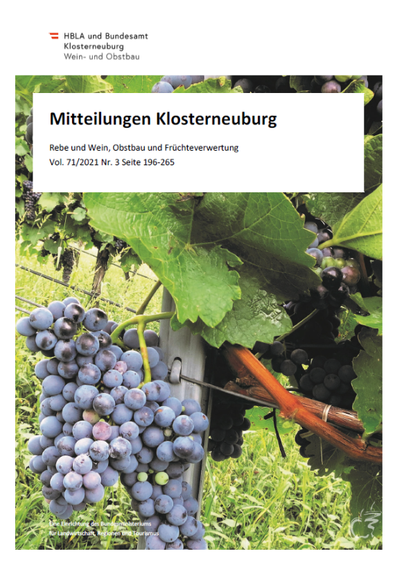 Titelbild für Heft 3/2021 der Mitteilungen Klosterneuburg: Weintrauben