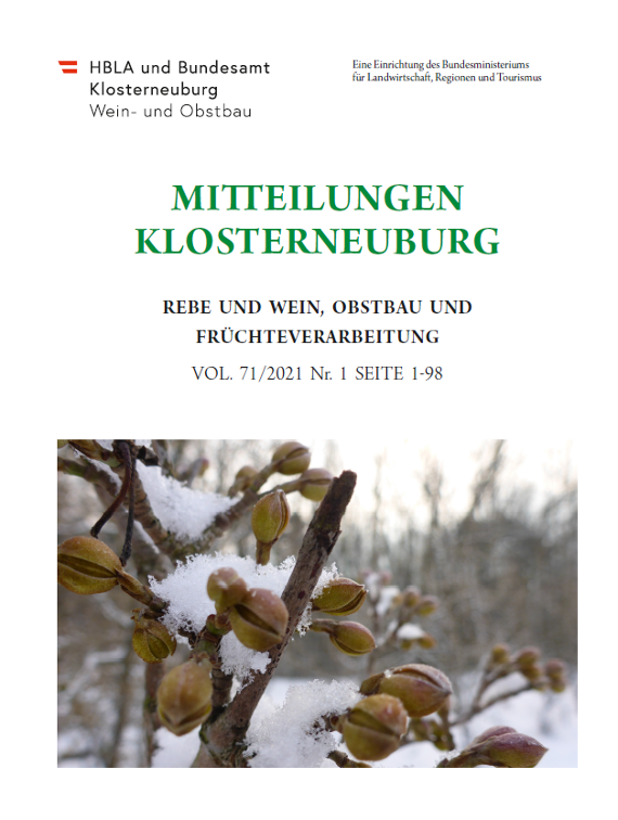 Mitteilungen Klosterneuburg Heft 1 Umschlag - Am Titelbild ist ein eingeschneiter Ast