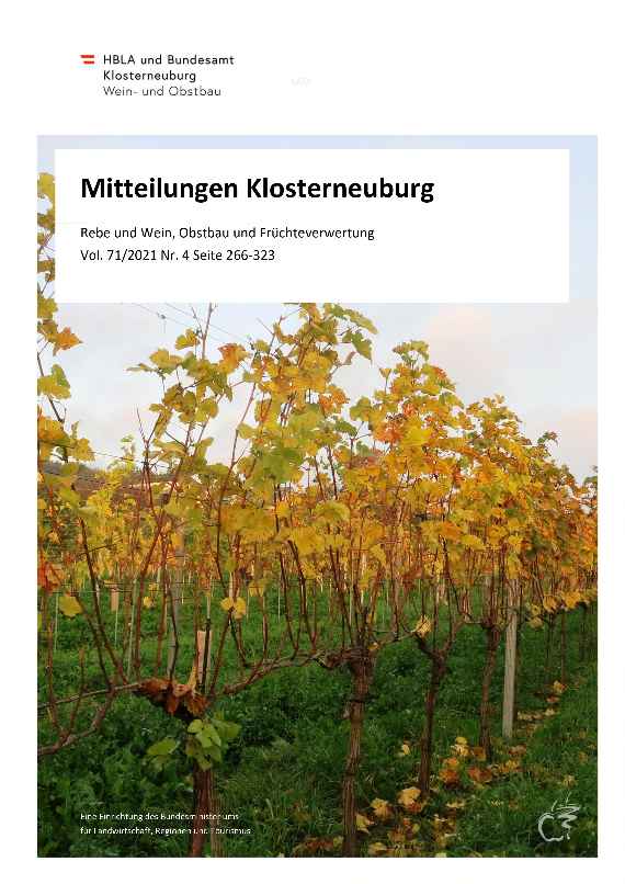 Mitteilungen Klosterneuburg Cover Heft 4-2021: Weinreben im Herbst