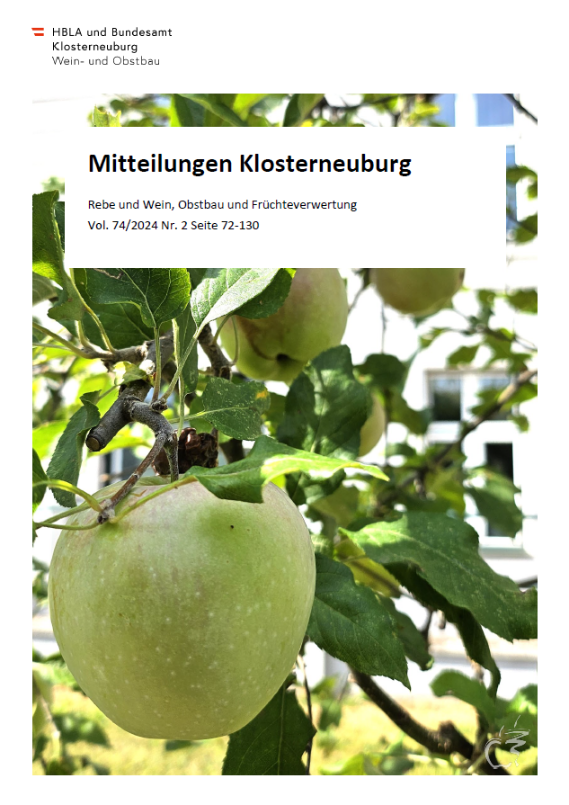 Titelbild Mitteilungen Klosterneuburg - Heft 2/2024: Grüne Äpfel auf einem Ast