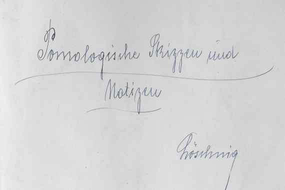 Handschriftliche Überschrift Pomologische Skizzen und Notizen mit Unetrschrift Löschnig