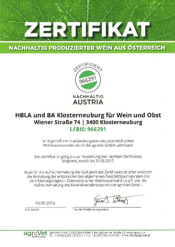 Nachhaltigkeitszertifikat