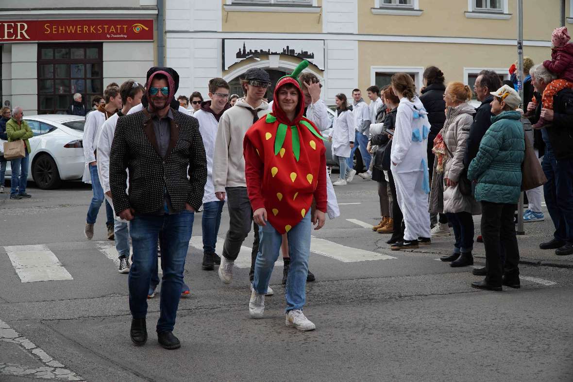 Schulklasse beim Faschingsumzug