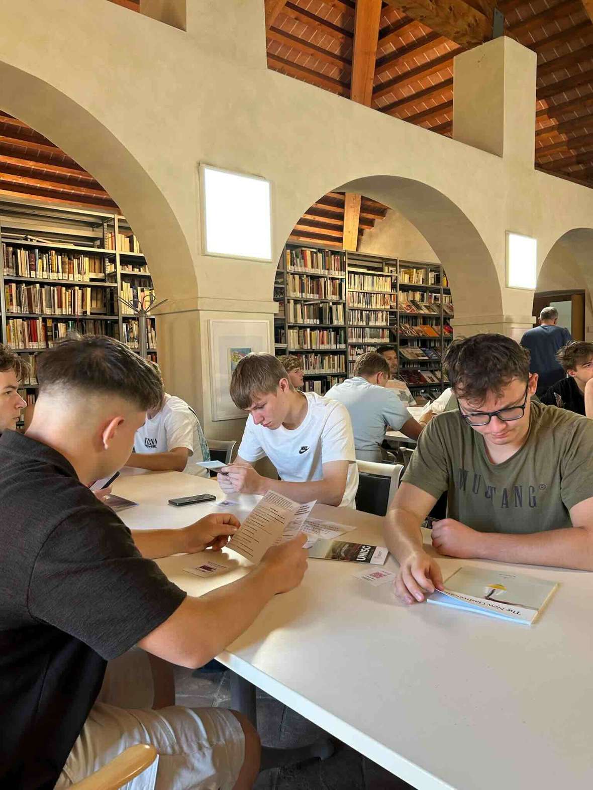 Schüler beim Studium in der Bibliothek