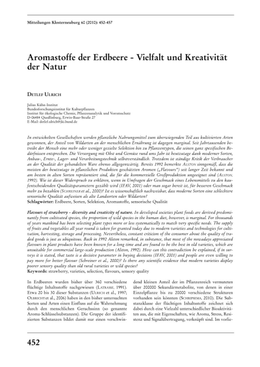 Aromastoffe der Erdbeere - Vielfalt und Kreativität der Natur