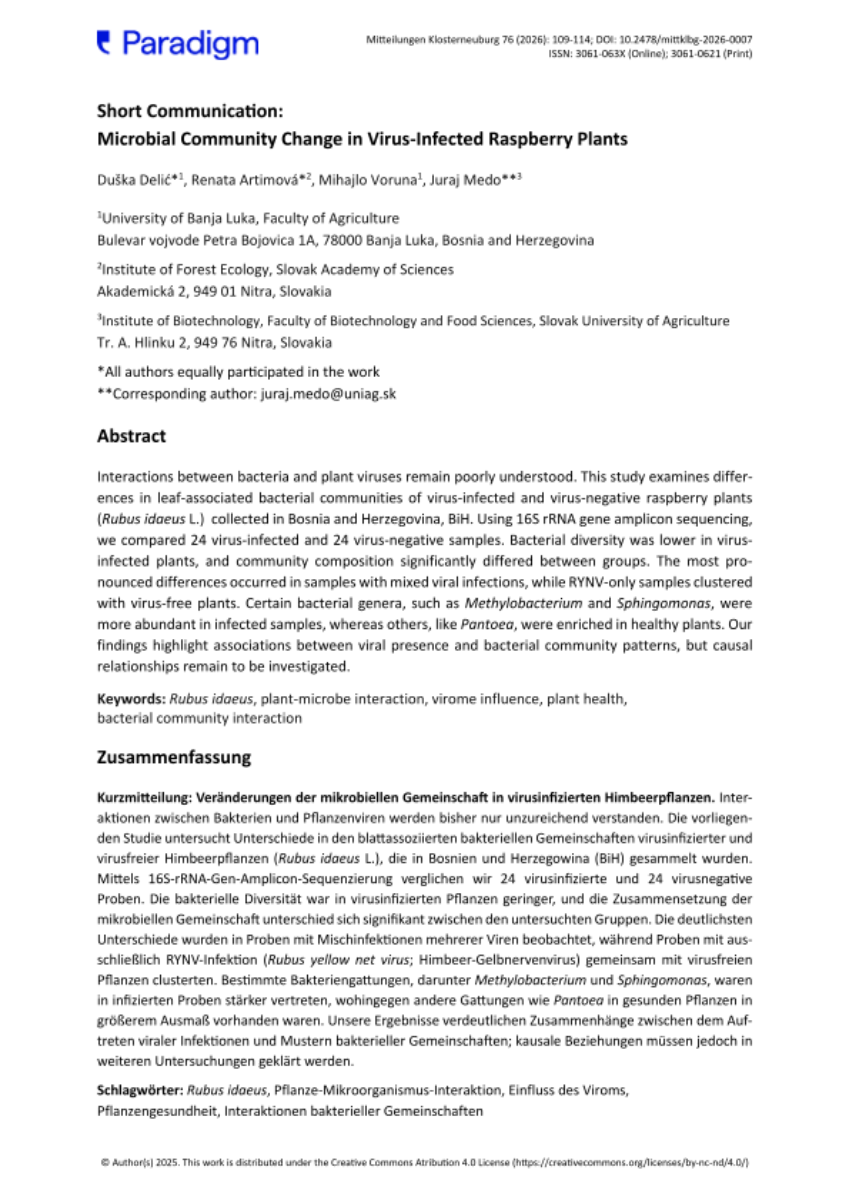 Short Communication: Microbial Community Change in Virus-Infected Raspberry Plants